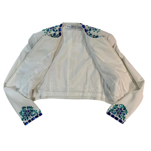 Vintage 90s Bill Blass White Evening Gown & Beaded Crop Jacket Set Size 6 - Picture 9 of 10